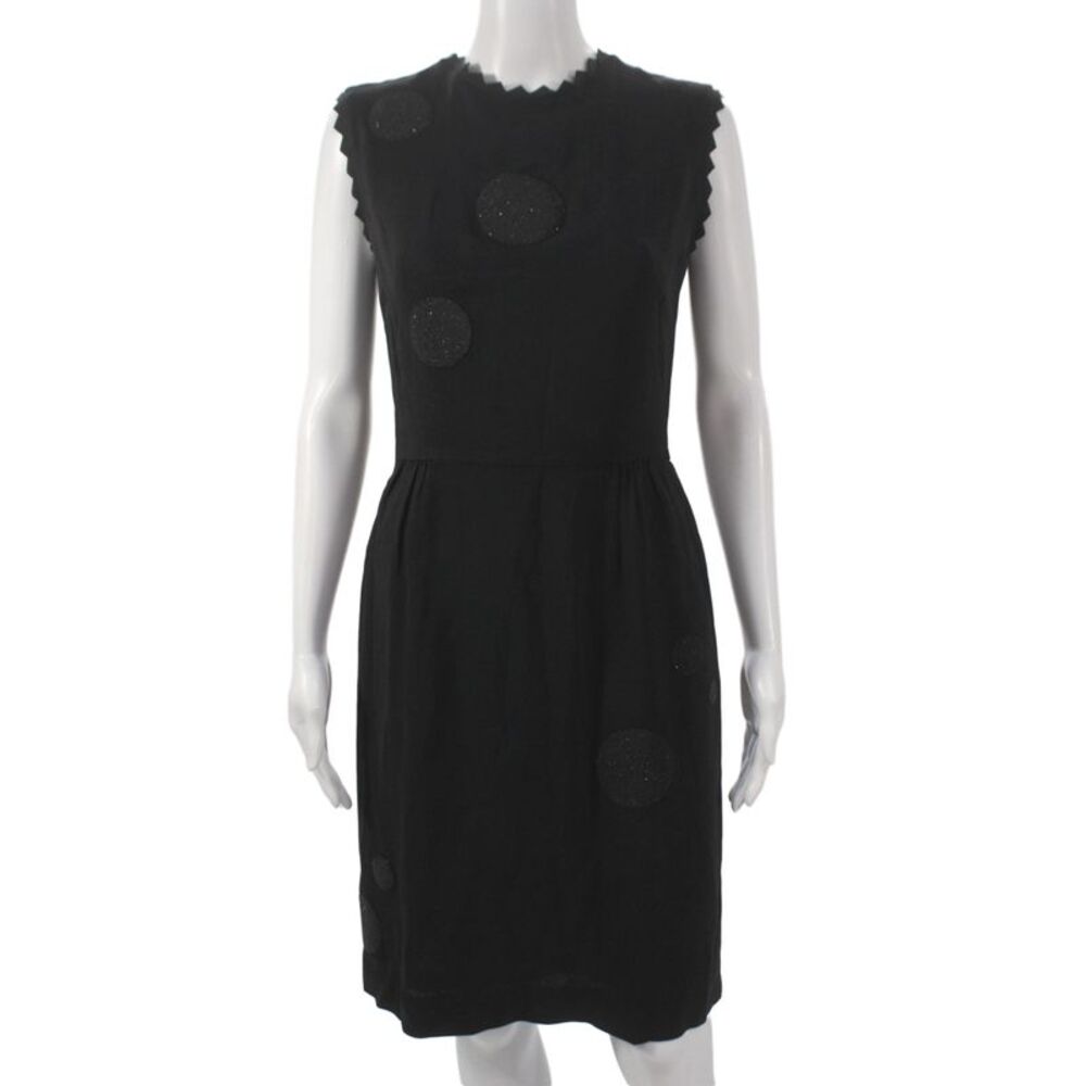 Libertine Women Sheath Dress Black Polka Dot Sleeveless Cotton Size S